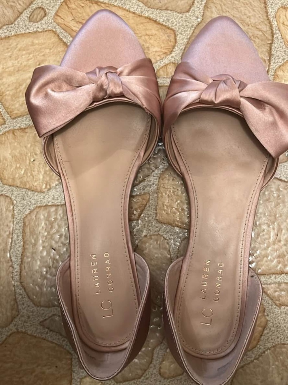 LC Lauren Conrad Blush Satin Knot flats